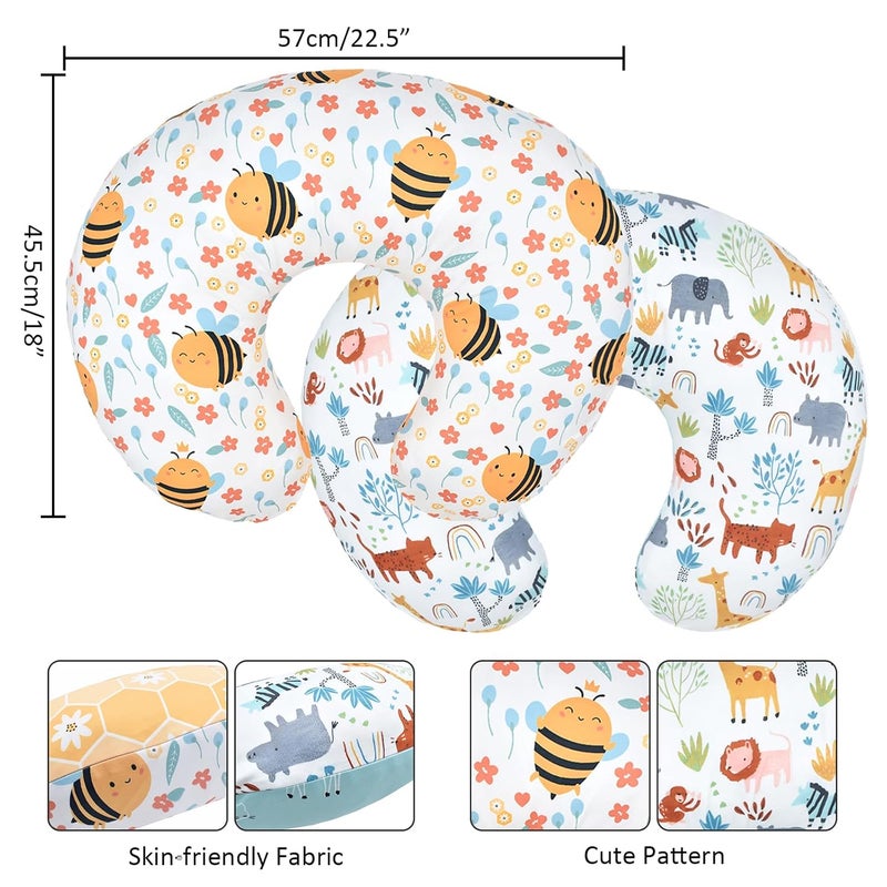 Winmany 2 Pack Baby Nursing Pillow Cover Newborn U-Shaped Breastfeeding Pillowcase Cushion Cover Stretchy Replaceable Forest&Floral Pillow Cover Slipcover 22.5x21 - Image 4